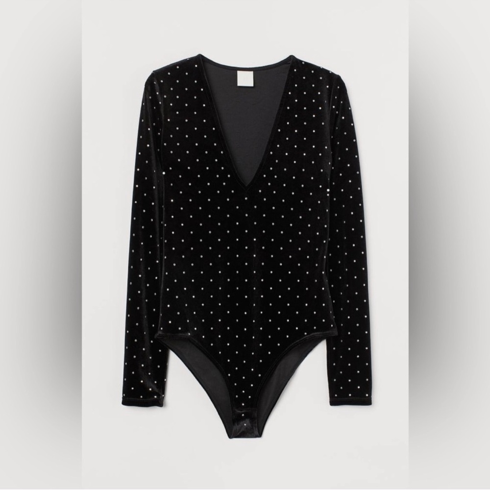 H&M Black  Large Studded Bodysuit